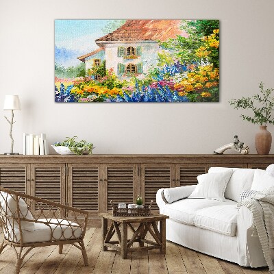 Tableau photo sur verre Paysage floral au soleil