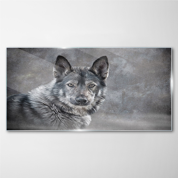 Tableau sur verre Portrait d'un chien gris