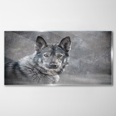 Tableau sur verre Portrait d'un chien gris