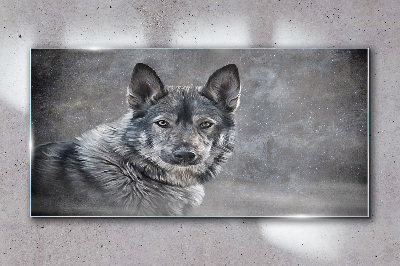 Tableau sur verre Portrait d'un chien gris