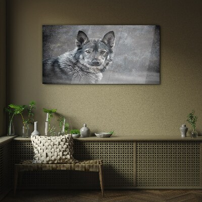 Tableau sur verre Portrait d'un chien gris