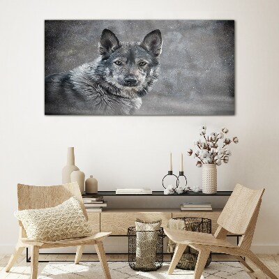 Tableau sur verre Portrait d'un chien gris