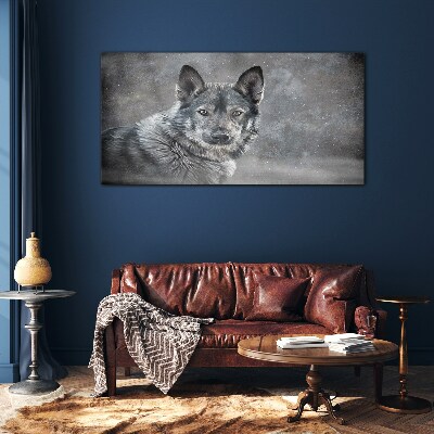 Tableau sur verre Portrait d'un chien gris