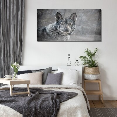 Tableau sur verre Portrait d'un chien gris