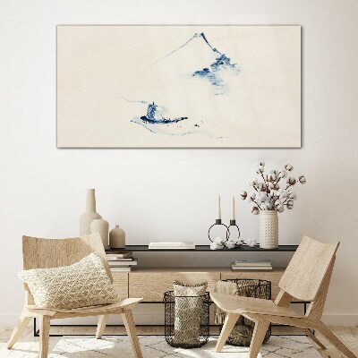 Tableau sur verre Un paysage de montagne paisible avec un bateau