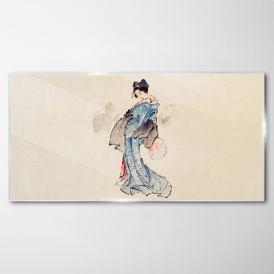 Tableau imprimé sur verre Geisha en kimono traditionnel
