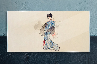 Tableau imprimé sur verre Geisha en kimono traditionnel