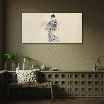 Tableau imprimé sur verre Geisha en kimono traditionnel