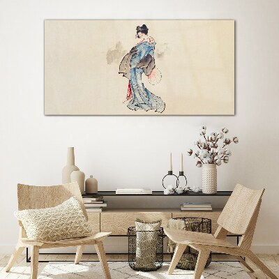 Tableau imprimé sur verre Geisha en kimono traditionnel