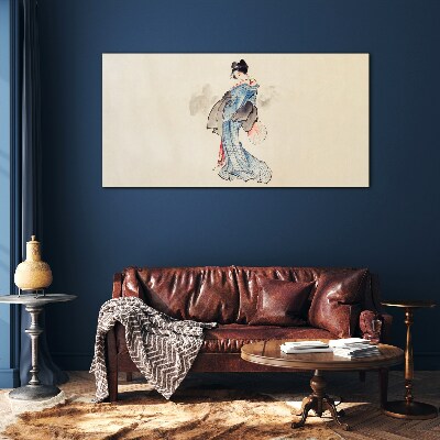 Tableau imprimé sur verre Geisha en kimono traditionnel
