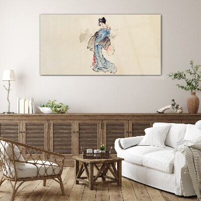 Tableau imprimé sur verre Geisha en kimono traditionnel