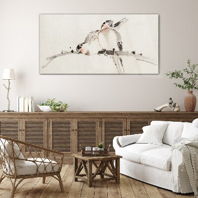 Tableau verre imprimé Inséparables sur une branche