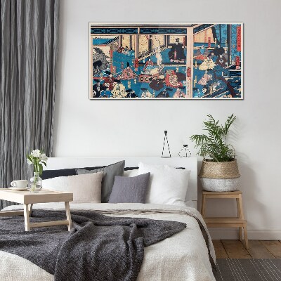 Tableau verre imprimé Une scène de la vie japonaise
