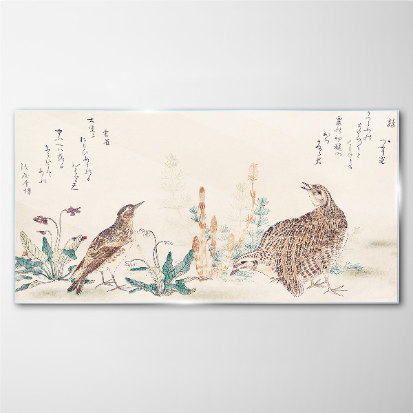 Tableau photo sur verre Oiseaux sur fond de végétation