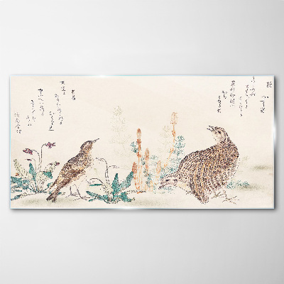 Tableau photo sur verre Oiseaux sur fond de végétation