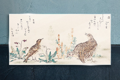 Tableau photo sur verre Oiseaux sur fond de végétation