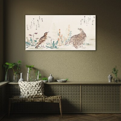 Tableau photo sur verre Oiseaux sur fond de végétation