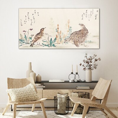 Tableau photo sur verre Oiseaux sur fond de végétation