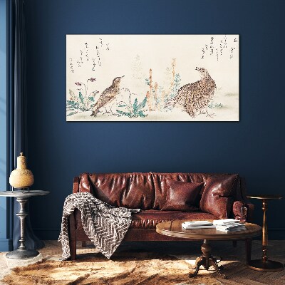 Tableau photo sur verre Oiseaux sur fond de végétation