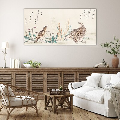 Tableau photo sur verre Oiseaux sur fond de végétation