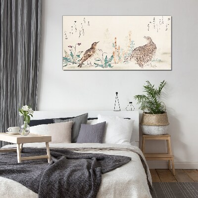 Tableau photo sur verre Oiseaux sur fond de végétation