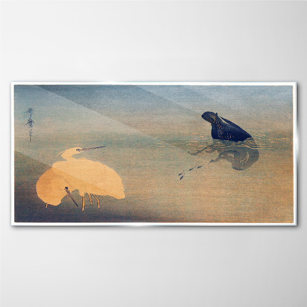 Tableau sur verre Le silence de l'eau et de l'oiseau