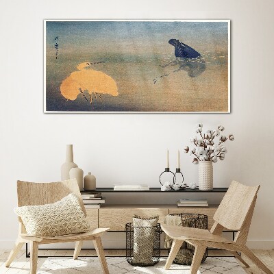 Tableau sur verre Le silence de l'eau et de l'oiseau