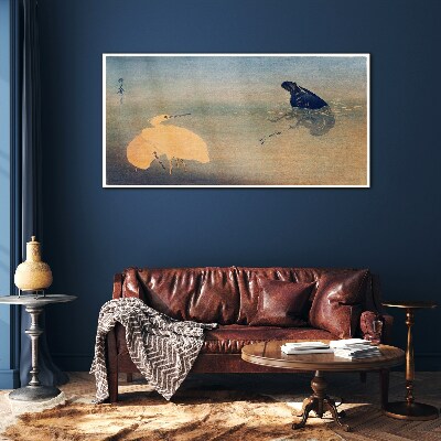 Tableau sur verre Le silence de l'eau et de l'oiseau