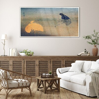 Tableau sur verre Le silence de l'eau et de l'oiseau