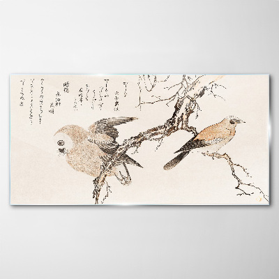 Tableau imprimé sur verre Oiseaux sur une branche