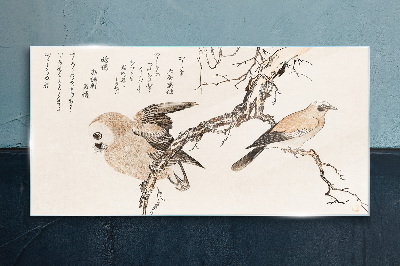 Tableau imprimé sur verre Oiseaux sur une branche