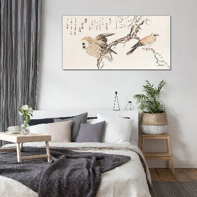 Tableau imprimé sur verre Oiseaux sur une branche