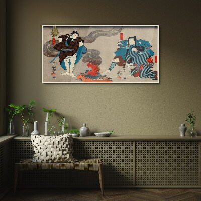 Tableau verre imprimé Scène de feu de joie de style traditionnel