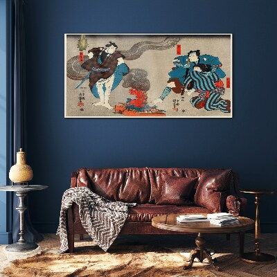 Tableau verre imprimé Scène de feu de joie de style traditionnel