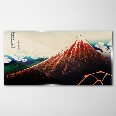 Tableau photo sur verre Le volcan Fuji aux couleurs du Japon