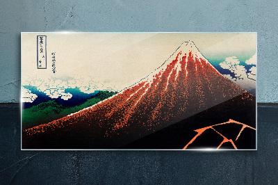 Tableau photo sur verre Le volcan Fuji aux couleurs du Japon