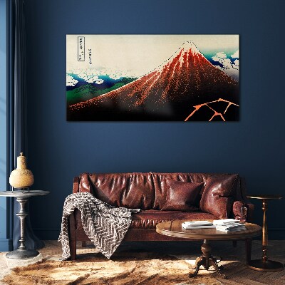 Tableau photo sur verre Le volcan Fuji aux couleurs du Japon