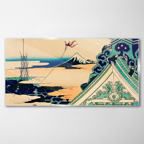 Tableau sur verre Paysage d'hiver avec un cerf-volant