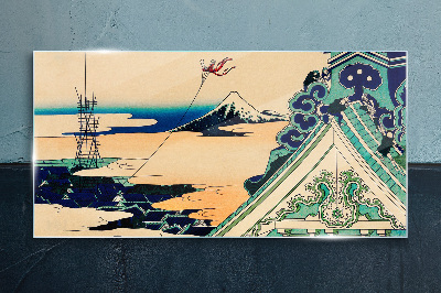 Tableau sur verre Paysage d'hiver avec un cerf-volant