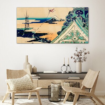 Tableau sur verre Paysage d'hiver avec un cerf-volant