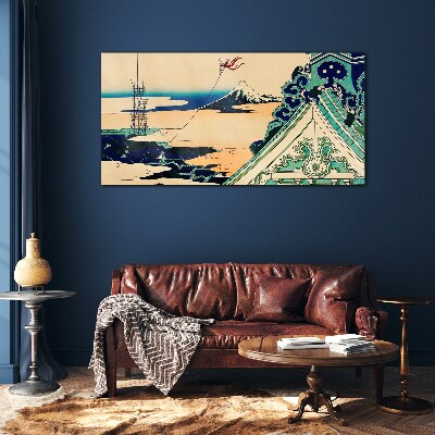 Tableau sur verre Paysage d'hiver avec un cerf-volant