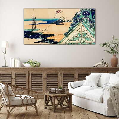 Tableau sur verre Paysage d'hiver avec un cerf-volant