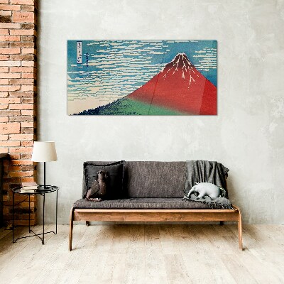 Tableau imprimé sur verre Le mont Fuji dans les nuages
