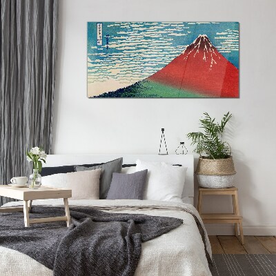 Tableau imprimé sur verre Le mont Fuji dans les nuages