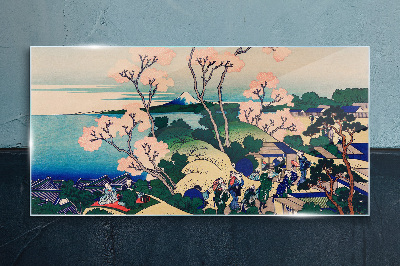 Tableau verre imprimé Paysage de printemps avec le mont Fuji