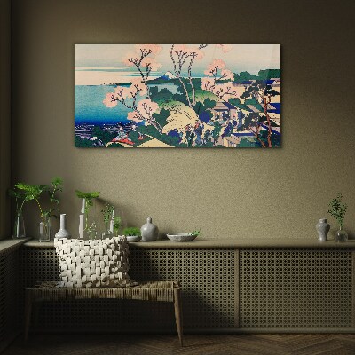 Tableau verre imprimé Paysage de printemps avec le mont Fuji