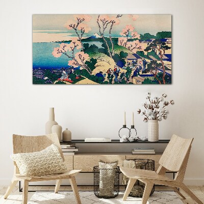 Tableau verre imprimé Paysage de printemps avec le mont Fuji