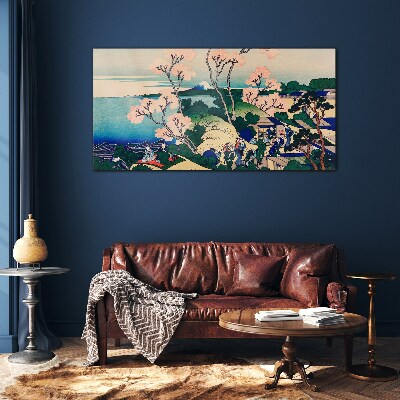 Tableau verre imprimé Paysage de printemps avec le mont Fuji