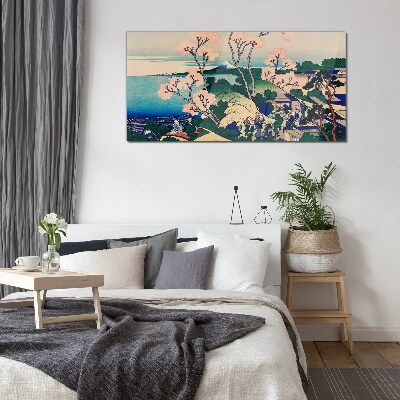 Tableau verre imprimé Paysage de printemps avec le mont Fuji