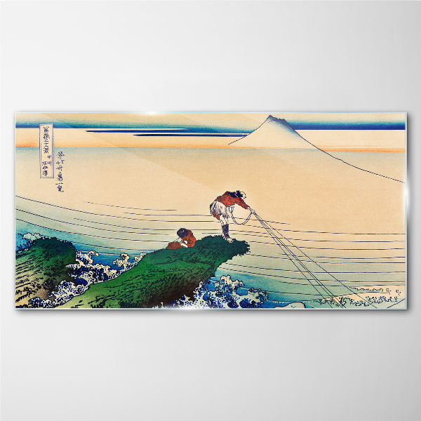 Tableau imprimé sur verre Pêcheurs au bord de la mer